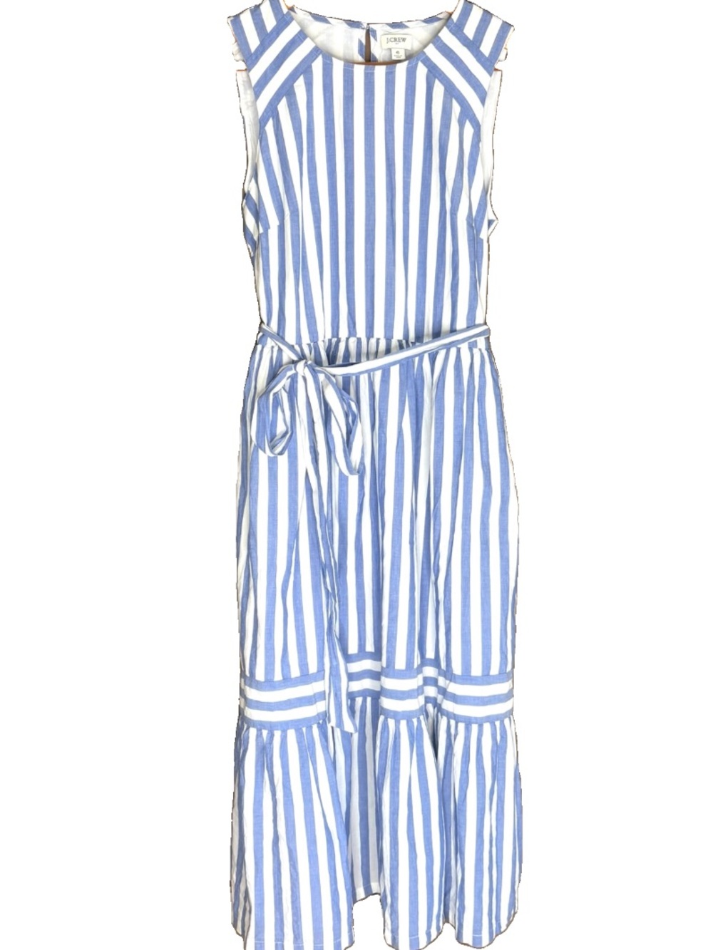 J. Crew Blue White Striped Midi Tie Dress